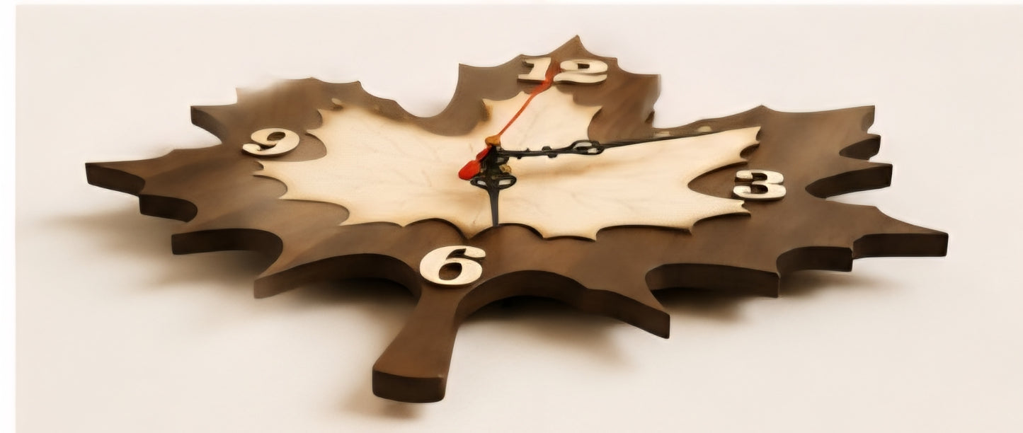 Maple Leaf Wooden Wall Clock
