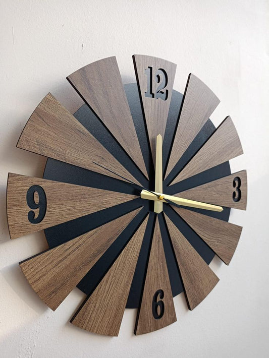 Sunburst Wooden Wall Clock