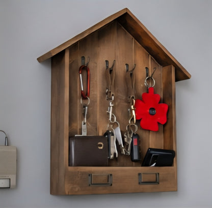 Rustic Wooden House Key Holder