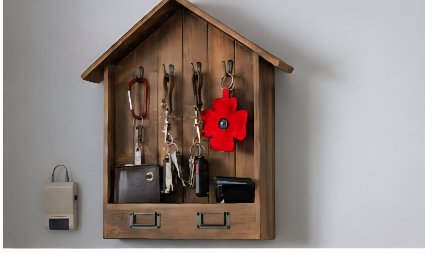 Rustic Wooden House Key Holder