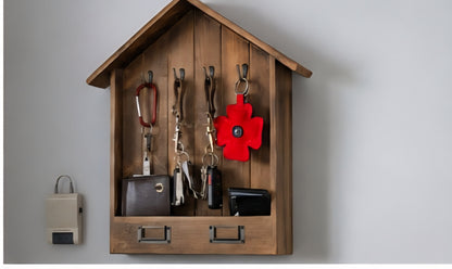 Rustic Wooden House Key Holder