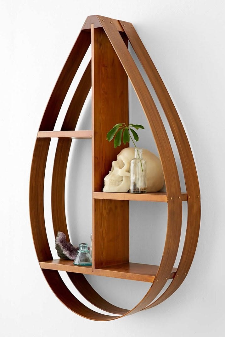 Teardrop Wooden Wall Shelf