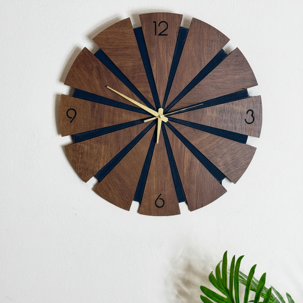 Sunburst Wooden Wall Clock