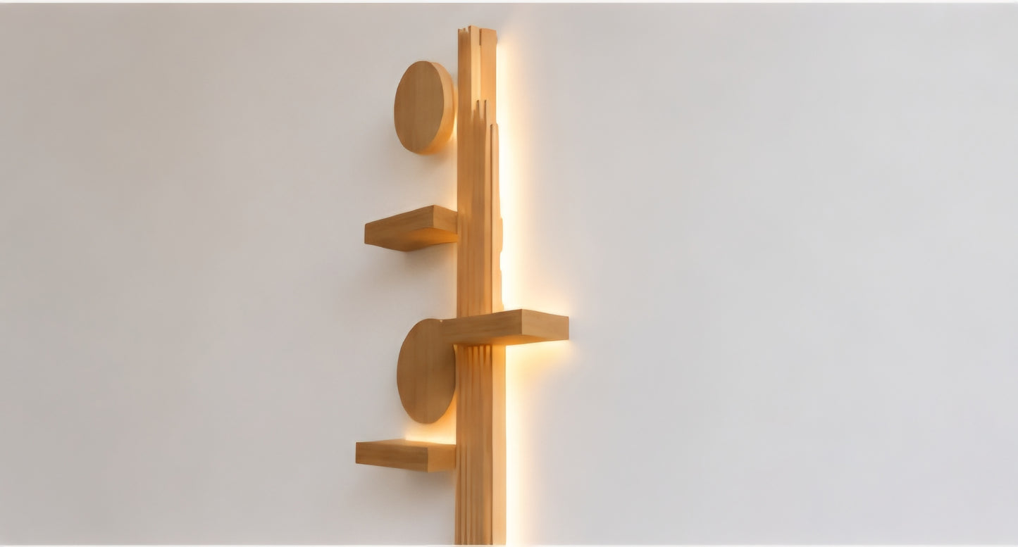 Modern LED Wooden Wall Shelf