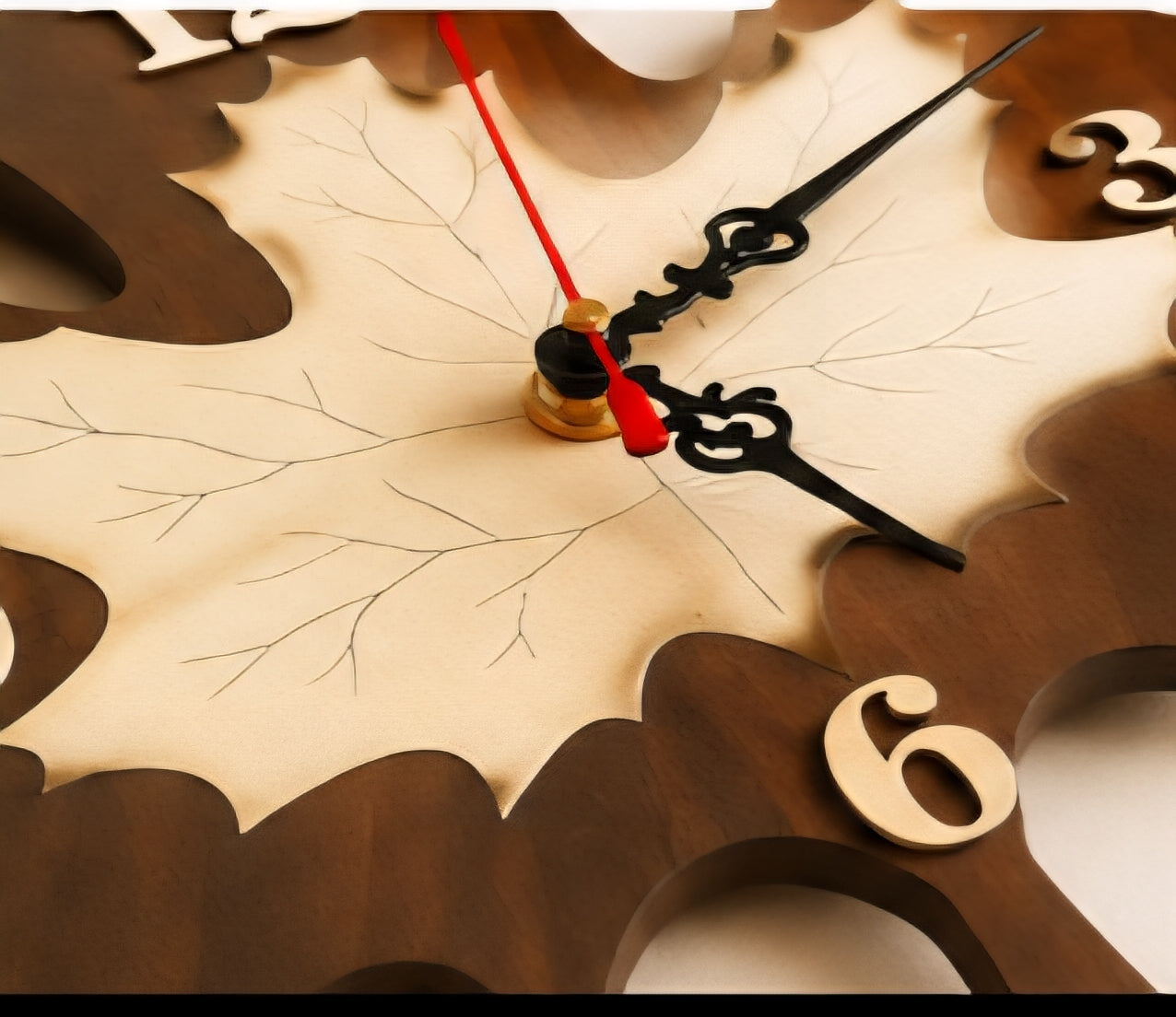 Maple Leaf Wooden Wall Clock