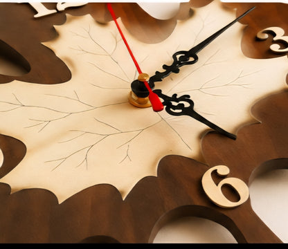 Maple Leaf Wooden Wall Clock