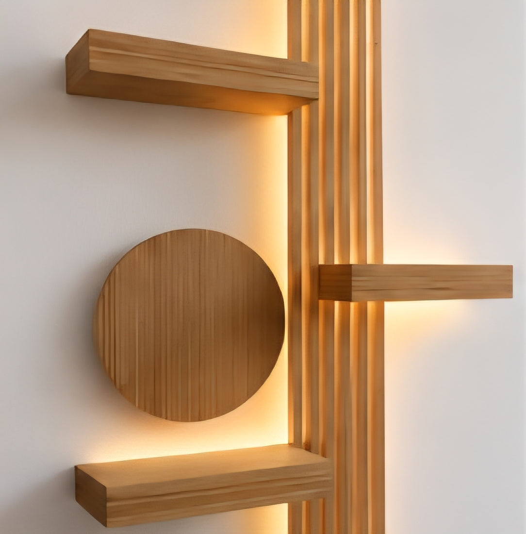 Modern LED Wooden Wall Shelf