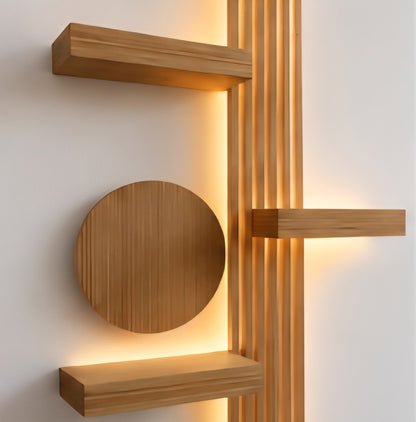 Modern LED Wooden Wall Shelf