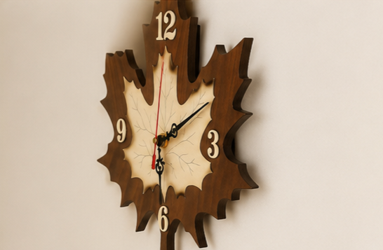 Maple Leaf Wooden Wall Clock