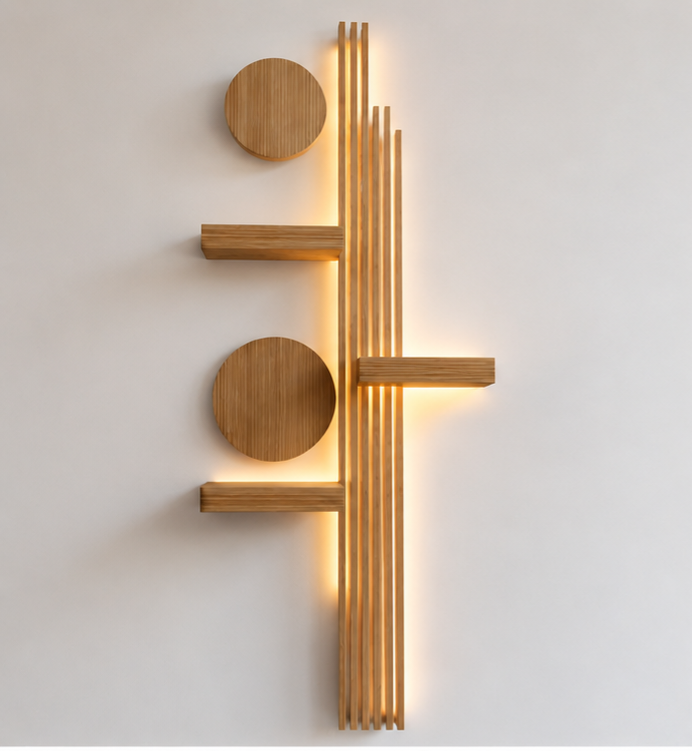Modern LED Wooden Wall Shelf